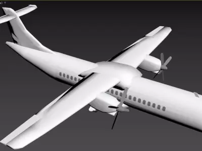 model of an airplane with two propellers Low-poly 3D model