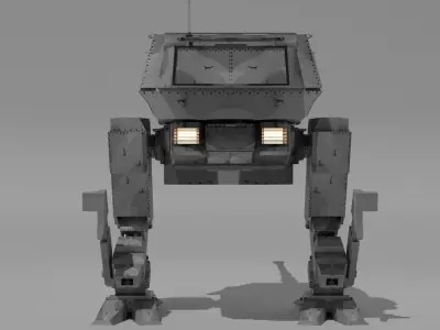 Destroyer Mech Walker with RIG and LOWPOLY Winter Camo Low-poly 3D model