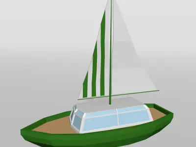 Boat low poly set sailboat Low-poly 3D model