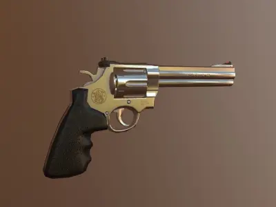 Smith and Wesson revolver Free low-poly 3D model