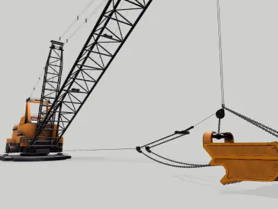 Old Industrial Vehicle Dragline Low-poly 3D model