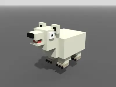 Voxel Polar Bear Low-poly 3D model