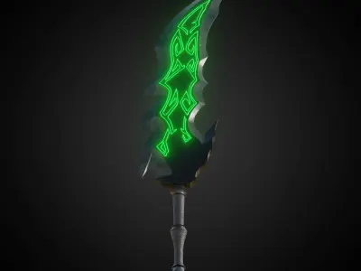 Wounded Sword Emissive Green Low-poly 3D model
