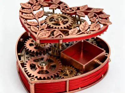 Geometric Interlocking Heart Gift Box 3D Model Low-poly 3D model