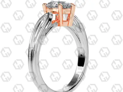 Ring 227 Pear shape split shank solitaire ring with Gems 3D print model