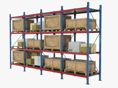 Warehouse Rack Low-poly 3D model purchase