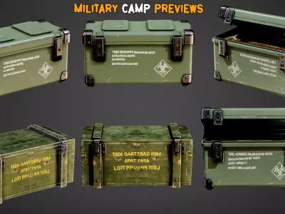 30 Military Camp Background Assets With PBR Texture - Vol 02 Low-poly 3D model