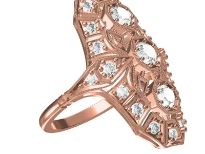 Antique Art Deco Filigree Engagement Ring 3 3D print model