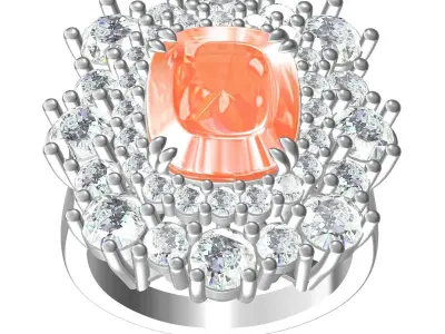 Antique Diamond Flower Vintage Ring 3D print model