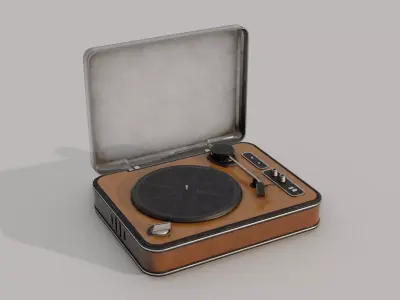Retro Stylized  Vinyl Player Low-poly 3D model
