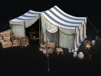 Medieval Market- Tent Prop 01 Free 3D model