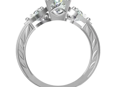 Solitair 3 Stone Ring 3D print model buy