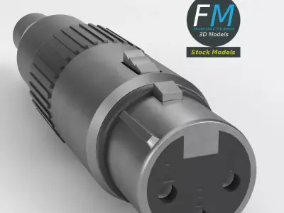 Female XLR audio connector 3D model