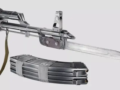 Ak-47 with Extension Models Low-poly 3D model