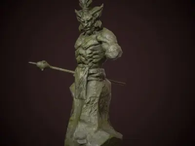 Demonic Statue Low-poly 3D model
