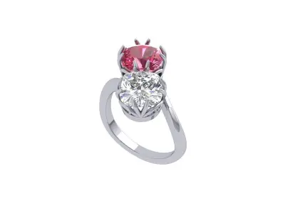 Solitair 2 Stone Ring 3D print model order