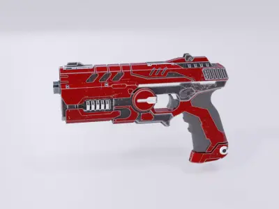 SciFi Pistol Low Poly Game Ready 3D Model Low-poly 3D model