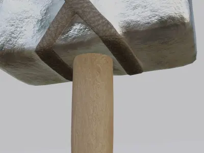 low-poly PBR sledgehammer axe with cross Low-poly 3D model