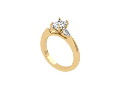 Oval 3 Stone Bridal Ring 3D print model order