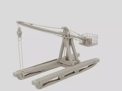 Fantasy Wooden Dock Crane for 3D print 3D model