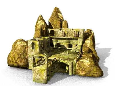 old abandoned prison dungeon island 3D model