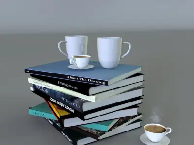 Book And Coffe Cup Free 3D model
