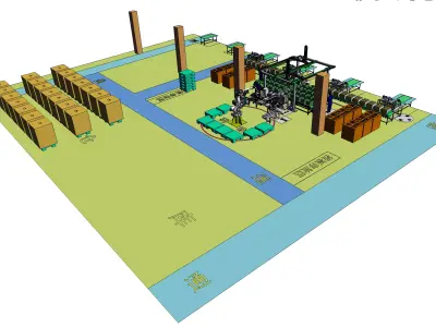 Paper box packaging line 3D model