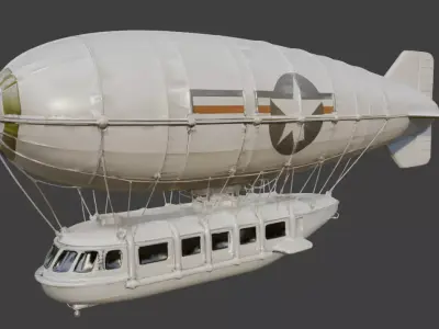 WWII Military Dirigible 3D Model Low-poly 3D model
