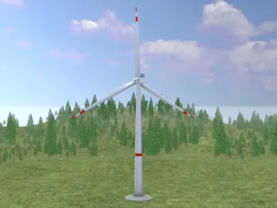 Wind-turbine with foundation V1 H-120 RD 160 m Low-poly 3D model