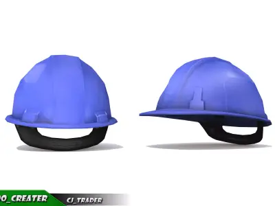 Worker Helmet Blue Safety Helmet Lowpoly 3d model Low-poly 3D model