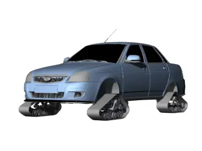 Lada Priora Tank With interior Free 3D model