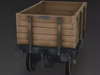 Old Wooden Railway Cargo Wagon 3D Model Low-poly 3D model