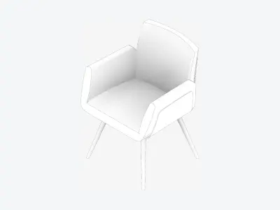 Furniture - Chair - Contemporary - Solid Wood Frame Low-poly 3D model