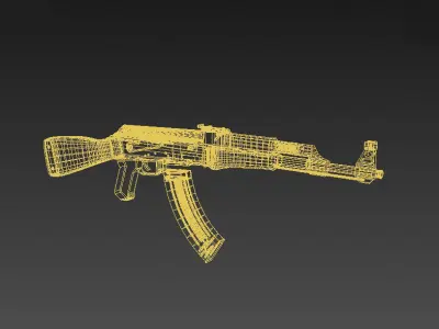 AK47 game ready low poly rifle Free low-poly 3D model