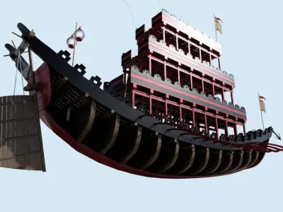 CHINESE SONG DYNASTY TOWER SHIP- LOUCHUAN  Low-poly 3D model