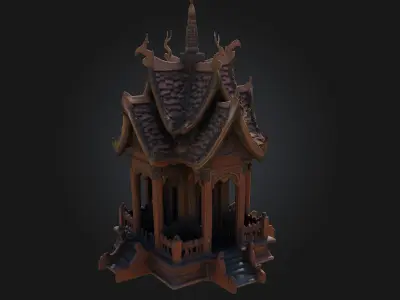 Wooden Temple Model  A Sacred Structure of Natural Harmony 3D model
