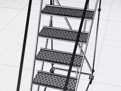 Warehouse Mobile Ladder with Platform 3D Model No Textures Low-poly 3D model