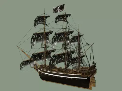 Sailboat Galleon - Game Ready A Low-poly 3D Model Low-poly 3D model