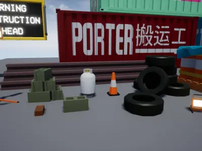 Low-Poly Industrial Props Pack Low-poly 3D model