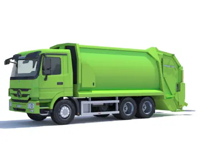 Mercedes Actros Garbage Truck Low-poly 3D model