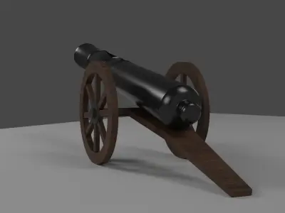 cannon Low-poly 3D model 9
