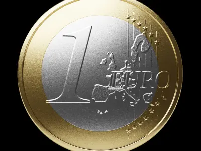 Free One Euro coin Hight Model-PBR textures Free low-poly 3D model