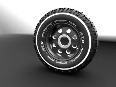 LSMW-0119 Military Truck Wheel Low-poly 3D model