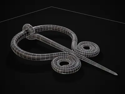Medieval Hand Forged Iron Brooch Low-poly 3D model