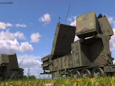Military Phased Array Radar System Camouflage Paint Rigged 3D model