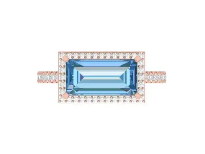 Baguette Solitaire Ring  3D print model