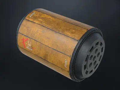 4 Scifi Storage Barrel Variations Low-poly 3D model