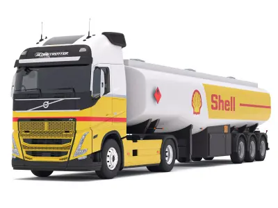SHELL Volvo fh16 with Fuel Semi Tank Trailer 3D model
