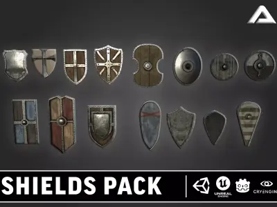 Realistic Shields Pack - Game Ready Low-poly 3D model