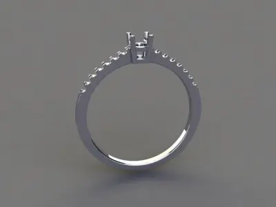 Thin Solitaire Dainty Engagement Ring Split Prong Shank 3D print model